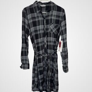 BLL NYX Plaid‎ Black and White Shirt Dress Size S